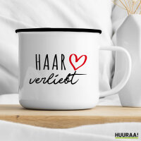 Emaille Tasse Haar verliebt 300ml Vintage Emaille Becher