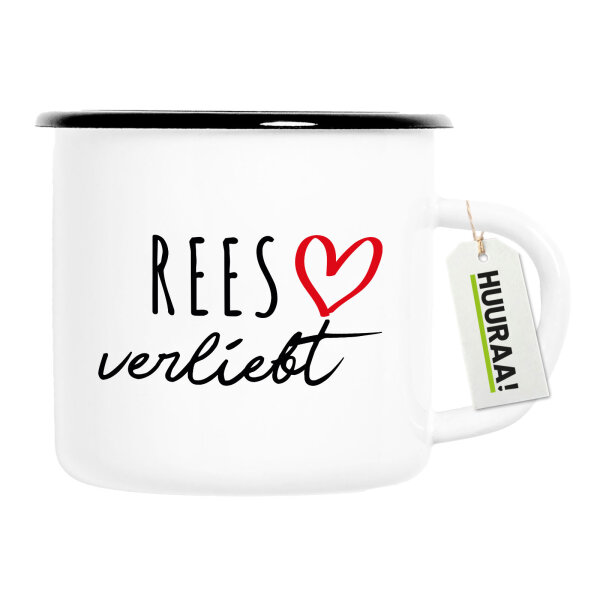 Emaille Tasse Rees verliebt 300ml Vintage Emaille Becher