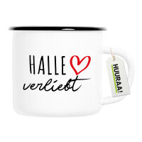 Emaille Tasse Halle verliebt 300ml Vintage Emaille Becher