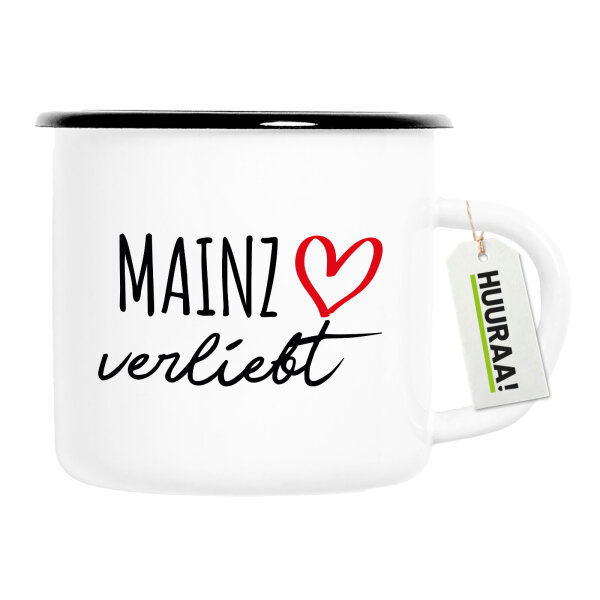 Emaille Tasse Mainz verliebt 300ml Vintage Emaille Becher