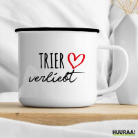 Emaille Tasse Trier verliebt 300ml Vintage Emaille Becher