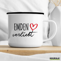 Emaille Tasse Emden verliebt 300ml Vintage Emaille Becher
