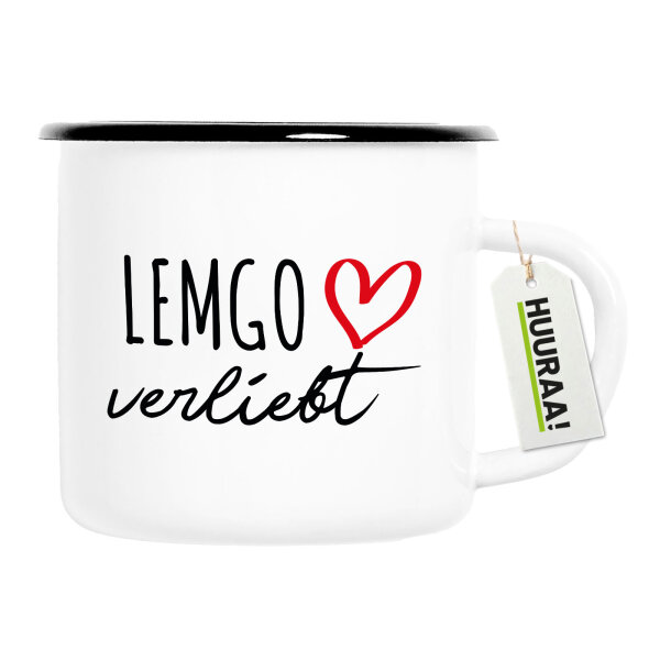 Emaille Tasse Lemgo verliebt 300ml Vintage Emaille Becher