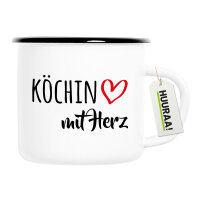 Emaille Tasse Köchin mit Herz 300ml Vintage Emaille...