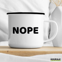 Emaille Tasse Nope Schriftzug 300ml Vintage Emaille Becher