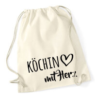 Turnbeutel Köchin mit Herz 12 Liter