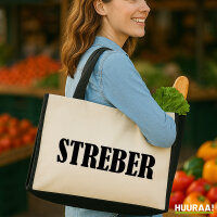 Jutetasche Streber Schriftzug 21 Liter Black