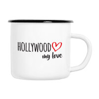 Emaille Tasse Hollywood my love in Wei&szlig;, 300 ml