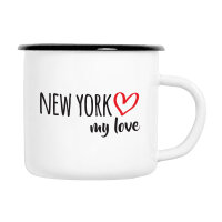 Emaille Tasse New York my love in Wei&szlig;, 300 ml