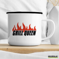 Emaille Tasse Grill Queen Flammen 300ml Vintage Emaille Becher