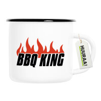 Emaille Tasse BBQ King Flammen 300ml Vintage Emaille Becher
