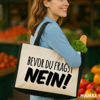Jutetasche Bevor du fragst Nein Schriftzug 21 Liter Black