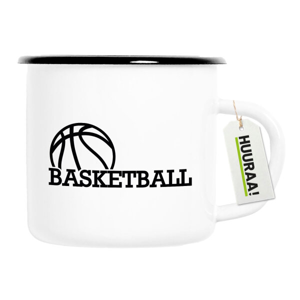 Emaille Tasse Basketball Ball 300ml Vintage Emaille Becher