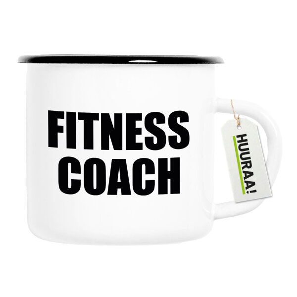 Emaille Tasse Fitness Coach Training 300ml Vintage Emaille Becher