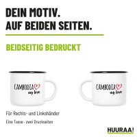 Emaille Tasse Cambodia my love in Weiß, 300 ml