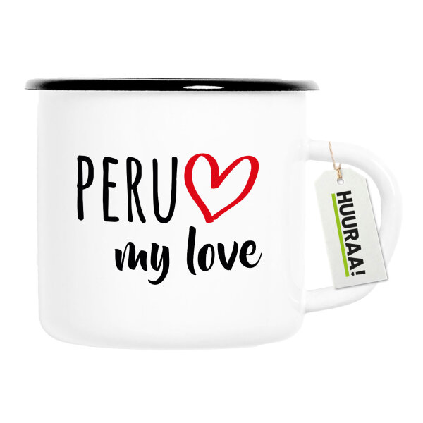 Emaille Tasse Peru my love 300ml Vintage Emaille Becher