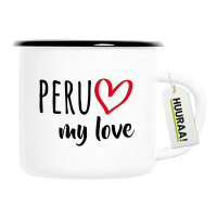 Emaille Tasse Peru my love 300ml Vintage Emaille Becher