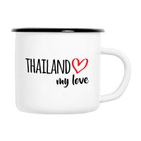 Emaille Tasse Thailand my love in Wei&szlig;, 300 ml