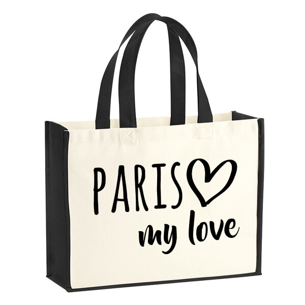 Jutetasche Paris my love 21 Liter Black