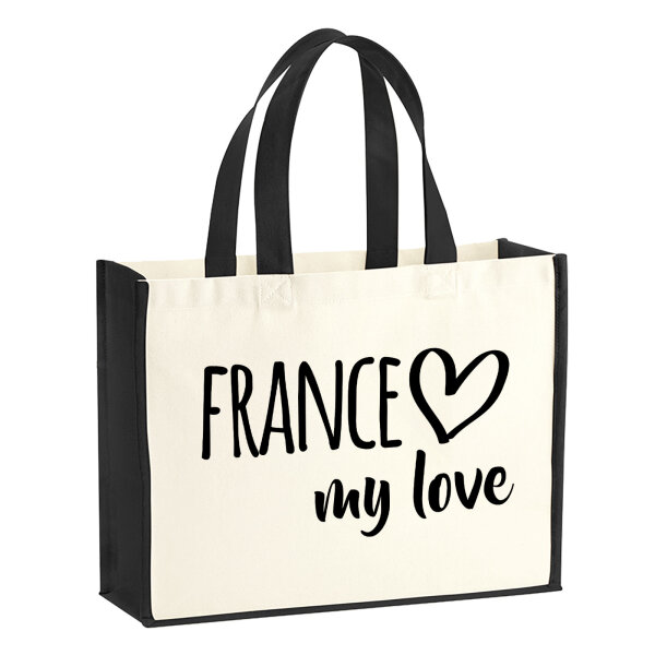 Jutetasche France my love 21 Liter Black