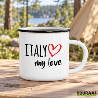 Emaille Tasse Italy my love in Wei&szlig;, 300 ml