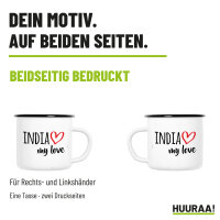Emaille Tasse India my love in Weiß, 300 ml
