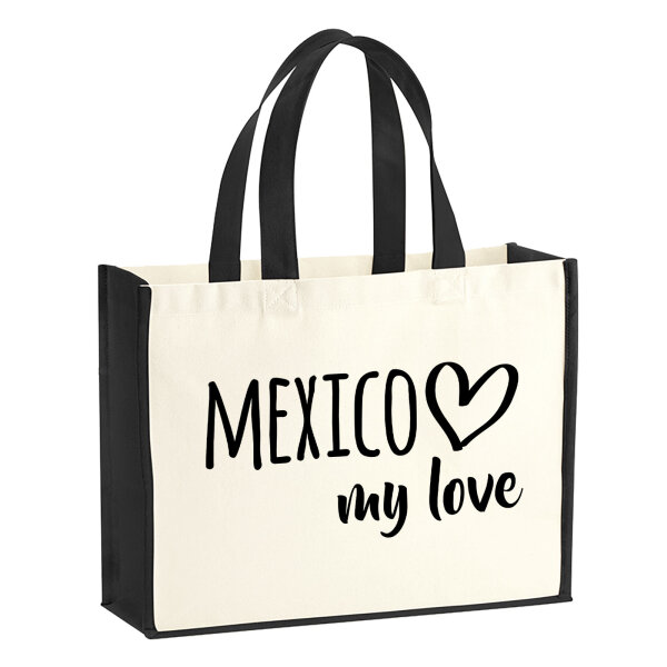 Jutetasche Mexico my love 21 Liter Black