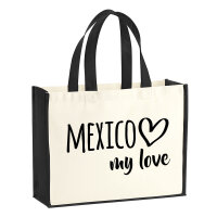 Jutetasche Mexico my love 21 Liter Black