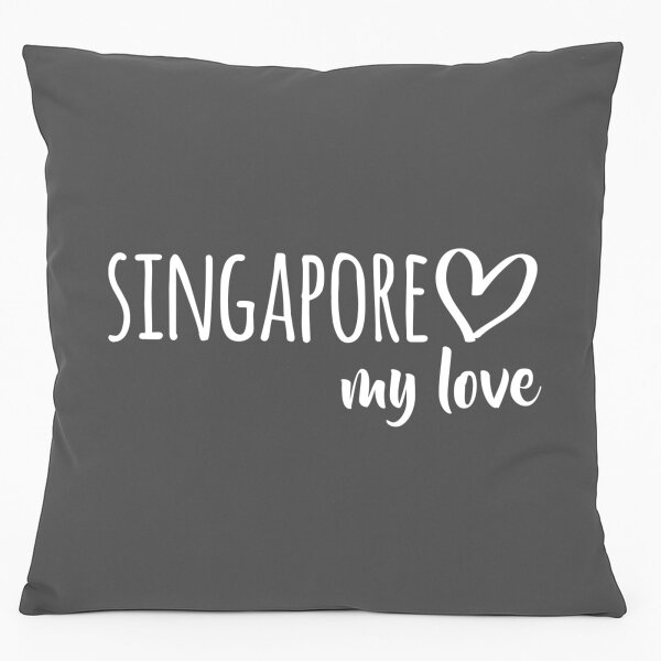 Sofakissen Singapore my love 40x40cm mit Füllung Steel Grey