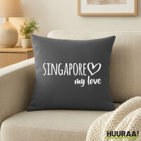 Sofakissen Singapore my love 40x40cm mit Füllung Steel Grey
