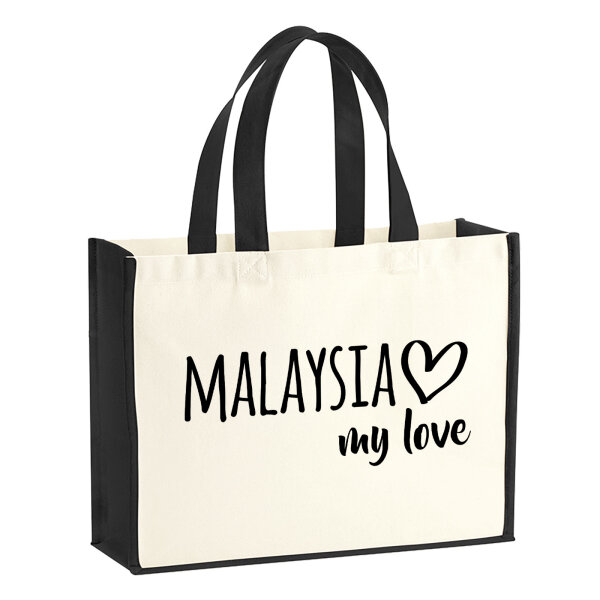 Jutetasche Malaysia my love 21 Liter Black