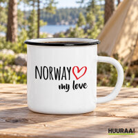 Emaille Tasse Norway my love in Wei&szlig;, 300 ml