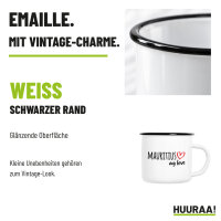 Emaille Tasse Mauritius my love in Weiß, 300 ml