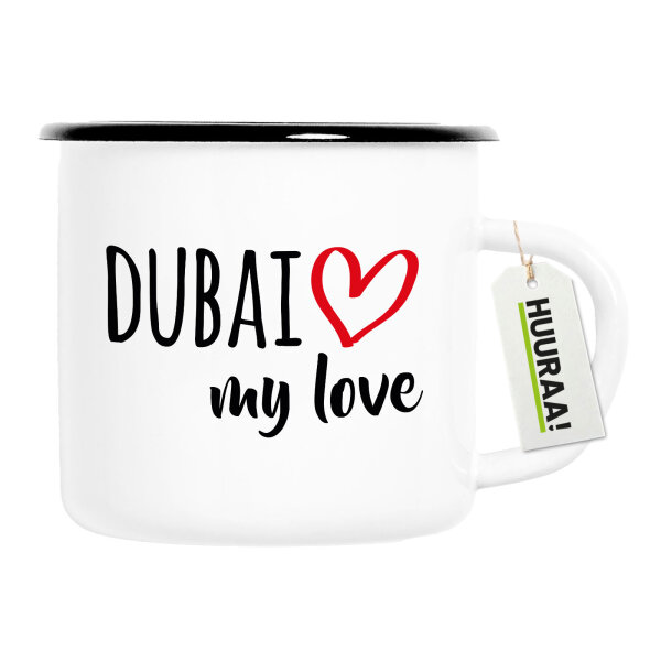 Emaille Tasse Dubai my love 300ml Vintage Emaille Becher