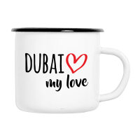 Emaille Tasse Dubai my love in Wei&szlig;, 300 ml