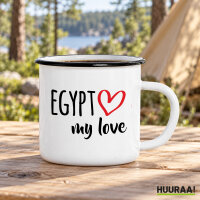 Emaille Tasse Egypt my love in Wei&szlig;, 300 ml