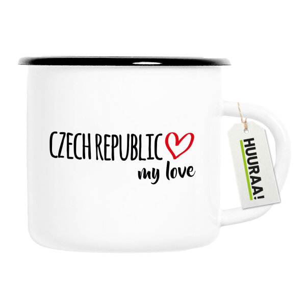 Emaille Tasse Czech Republic my love 300ml Vintage Emaille Becher