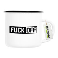 Emaille Tasse Fuck Off Schriftzug 300ml Vintage Emaille...