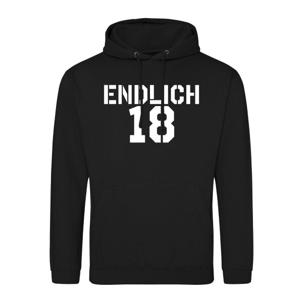 Unisex Hoodie Endlich 18 Schriftzug Größe S-3XL