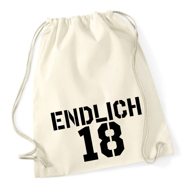 Turnbeutel Endlich 18 Schriftzug 12 Liter