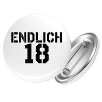 Button Endlich 18 Schriftzug
