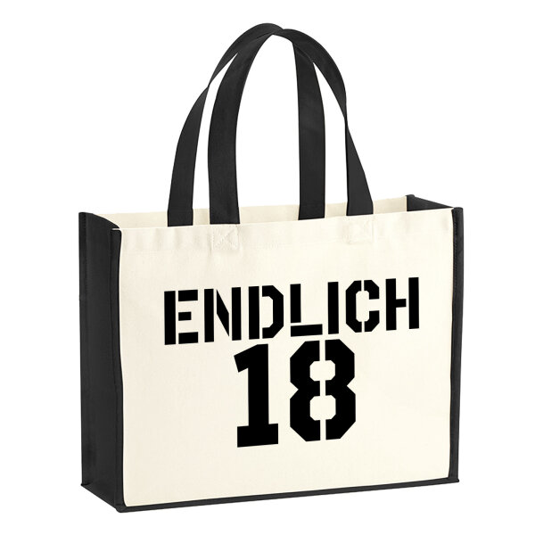 Jutetasche Endlich 18 Schriftzug 21 Liter Black