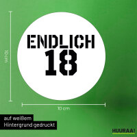 Aufkleber Endlich 18 Schriftzug 10cm Sticker