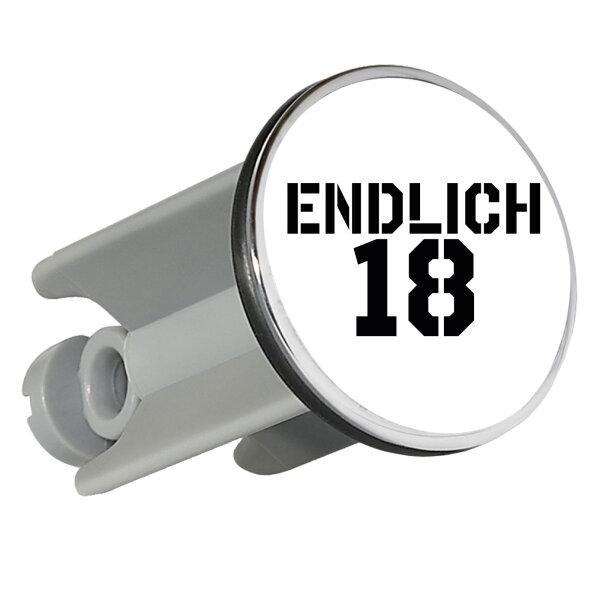 Waschbeckenstöpsel Endlich 18 Schriftzug 4cm Abflussstopfen