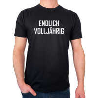 Herren T-Shirt Endlich Vollj&auml;hrig Schriftzug