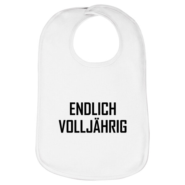Lätzchen Endlich Volljährig Schriftzug, doppellagig