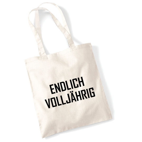 Jutebeutel Endlich Volljährig Schriftzug 10 Liter