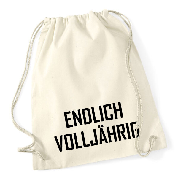 Turnbeutel Endlich Volljährig Schriftzug 12 Liter