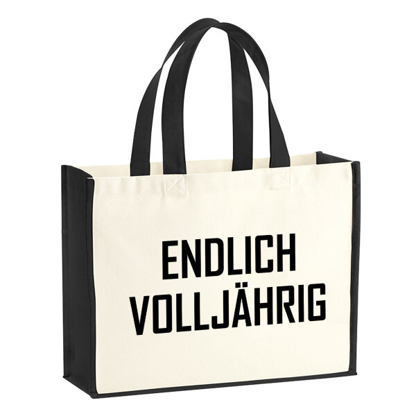 Jutetasche Endlich Volljährig Schriftzug 21 Liter Black