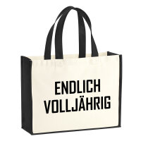 Jutetasche Endlich Volljährig Schriftzug 21 Liter Black